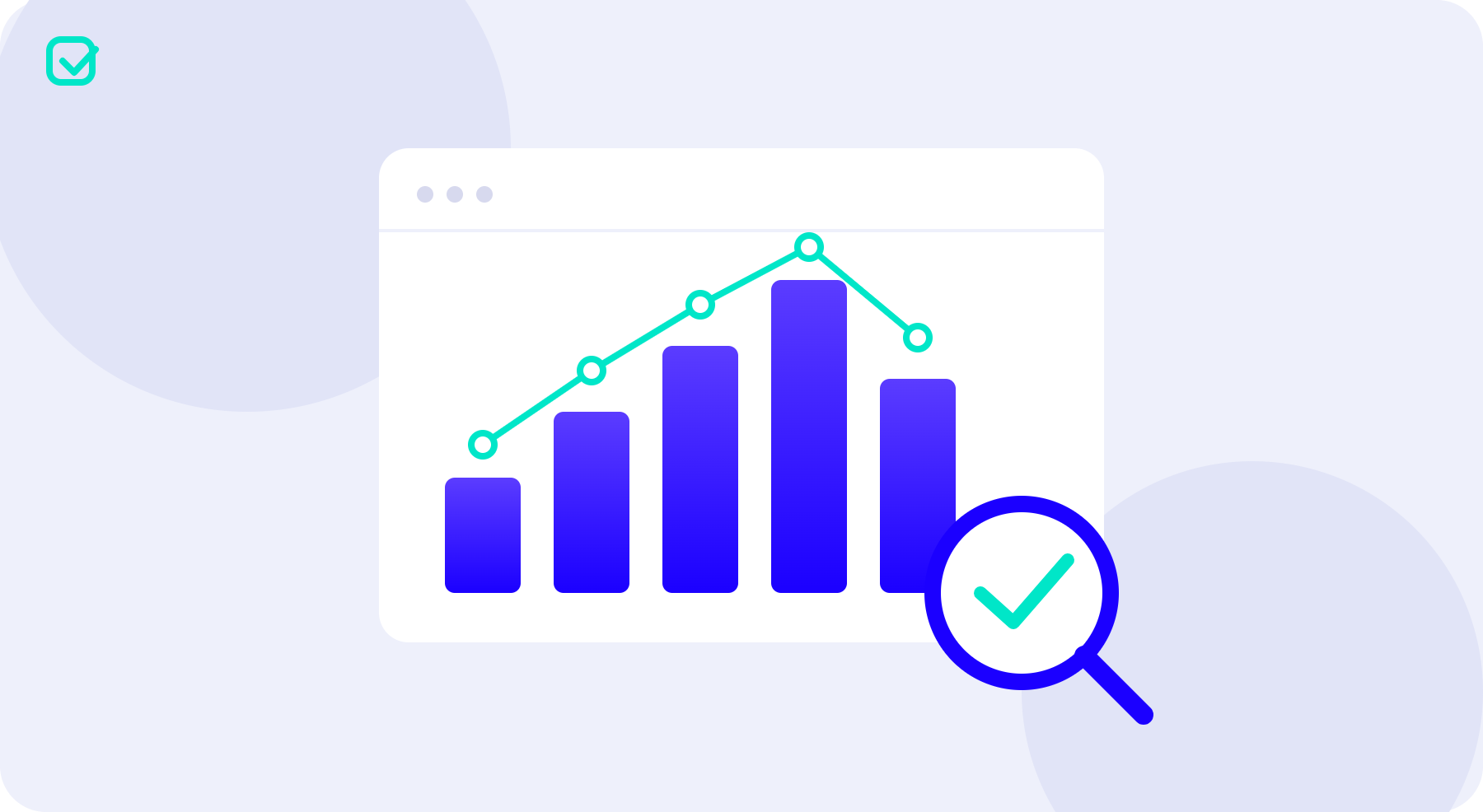 Ilustración abstracta de análisis financiero con gráfico de barras y tendencia